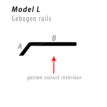 Model bocht L gebogen rails