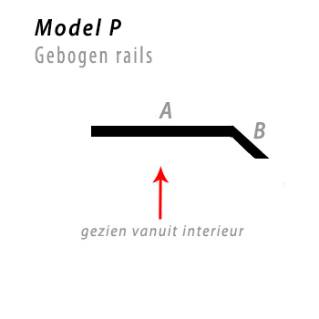 Model bocht P gebogen rails